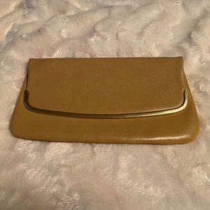 Gold-Toned Envelope Clutch Purse Faux Leather